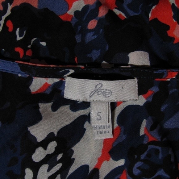 Joie Floral Silk Blouse Size Sm Braided Neckline - Picture 4 of 4
